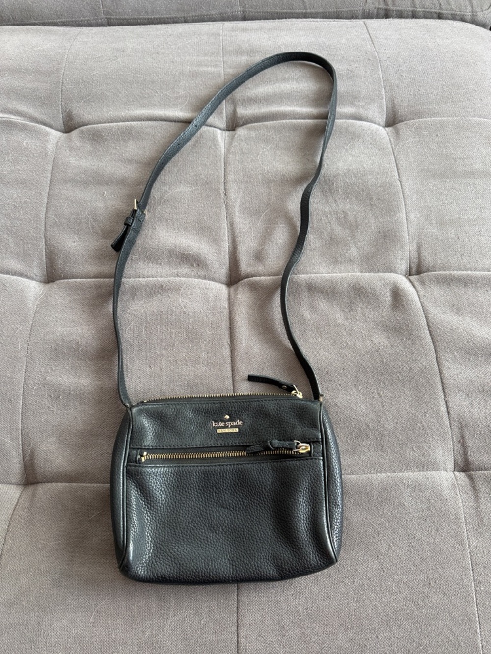 kate spade Black Pebbled Leather Crossbody with Front Zip